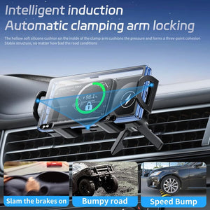 15W Wireless Charging Car Mount for Mobile Phone or Tablet – 90° Rotation, Stable & Adjustable