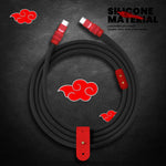 Black silicone charging cable with red Akatsuki cloud accents