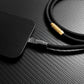 Smartphone charging with premium black USB-C cable