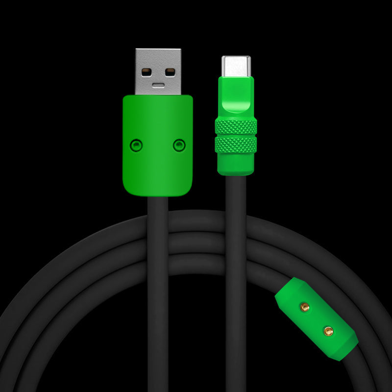 Bright green ChubbyCable USB-A to USB-C silicone charging cord.