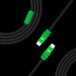 Coiled black fast charging USB-C cable featuring green textured accents.
