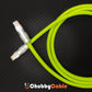 Lime green braided dual Type-C fast charging cable close up