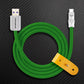 Green braided USB-A to Type-C charging cable with leather strap