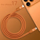 Alternate view of coiled orange 240W silicone fast charging cable, showing texture. PD Fast Charging Cable for iPhone