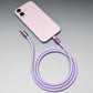 Light purple 240W silicone fast charging cable coiled to show flexible and durable material.