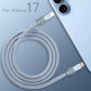 Alternate view of coiled blue-grey 240W silicone fast charging cable, showing texture. PD Fast Charging Cable for iPhone