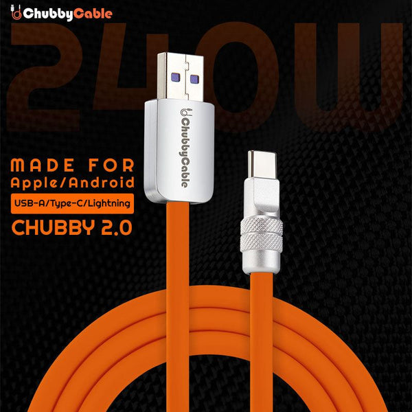 Orange Chubby 2.0 240W USB cable for Apple and Android
