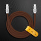USB-C to USB-C brown cable with yellow leather organizer