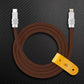 USB-C to Lightning brown cable with yellow leather organizer