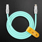 Mint green USB-C to Lightning cable with leather strap