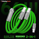 ChubbyCable Pro 2-in-1 green 66W USB-A Type-C to dual Type-C charging cable