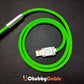 Coiled ChubbyCable green silicone fast charging cable with durable metal USB connector