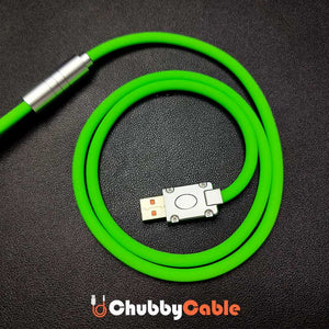 Coiled ChubbyCable green silicone fast charging cable with durable metal USB connector