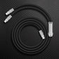 Black premium coiled USB data cable with metal plugs