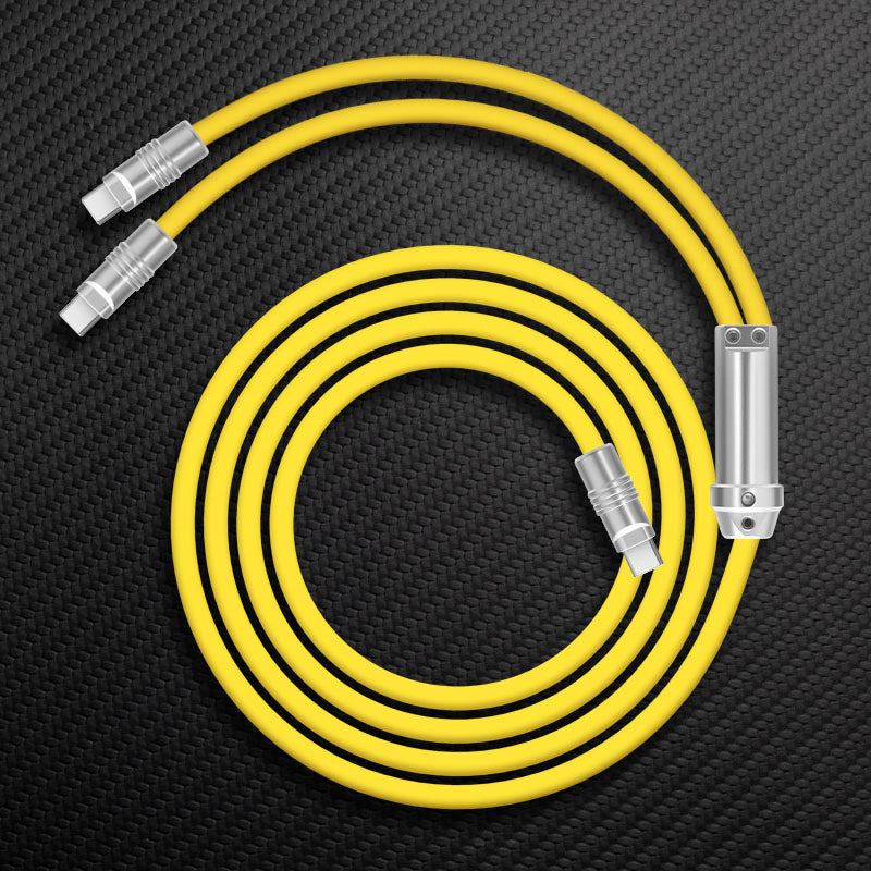 Yellow heavy duty flexible silicone USB cable