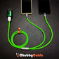 ChubbyCable neon green dual Type-C splitter cable charging two smartphones