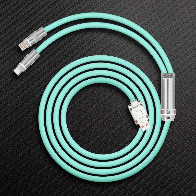 Mint green 3-in-1 multi-charging cable with metal hardware