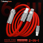 Red ChubbyCable Pro 66W 2-in-1 fast charging cable for Apple and Android