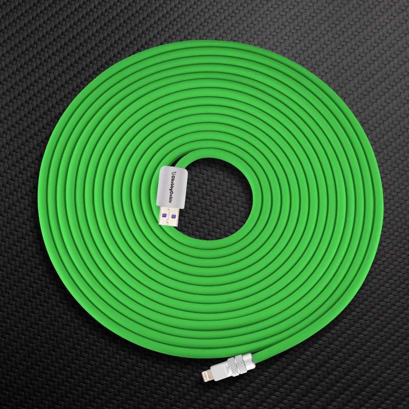 Green ChubbyCable USB-A to Lightning charging cable