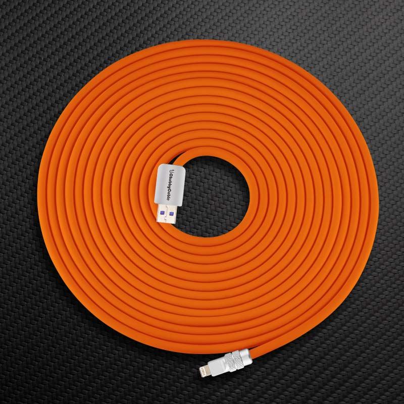 Orange ChubbyCable USB-A to Lightning charging cable
