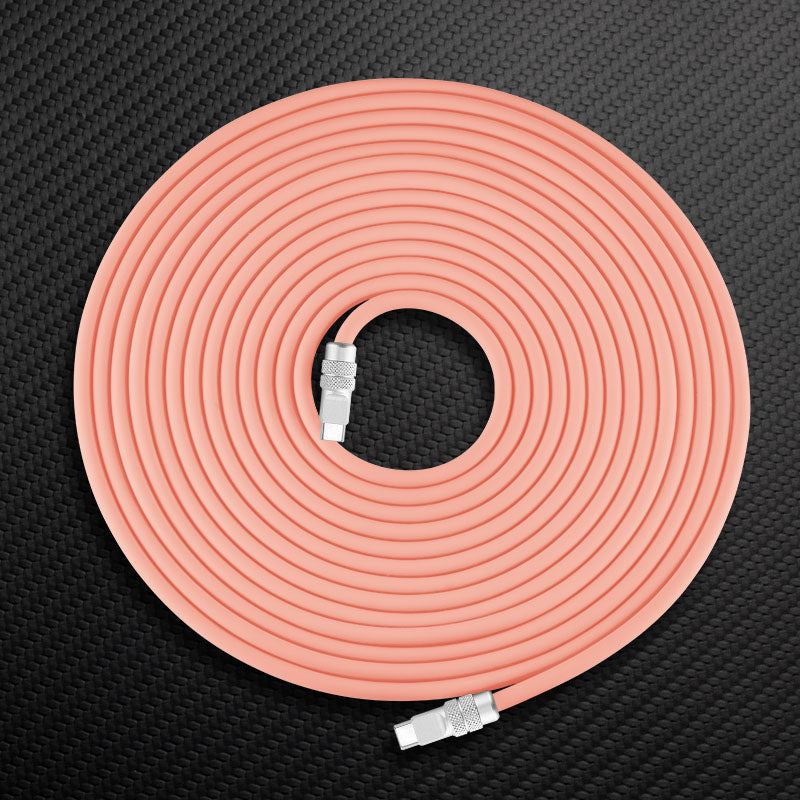 Pink ChubbyCable charging cord coiled flat