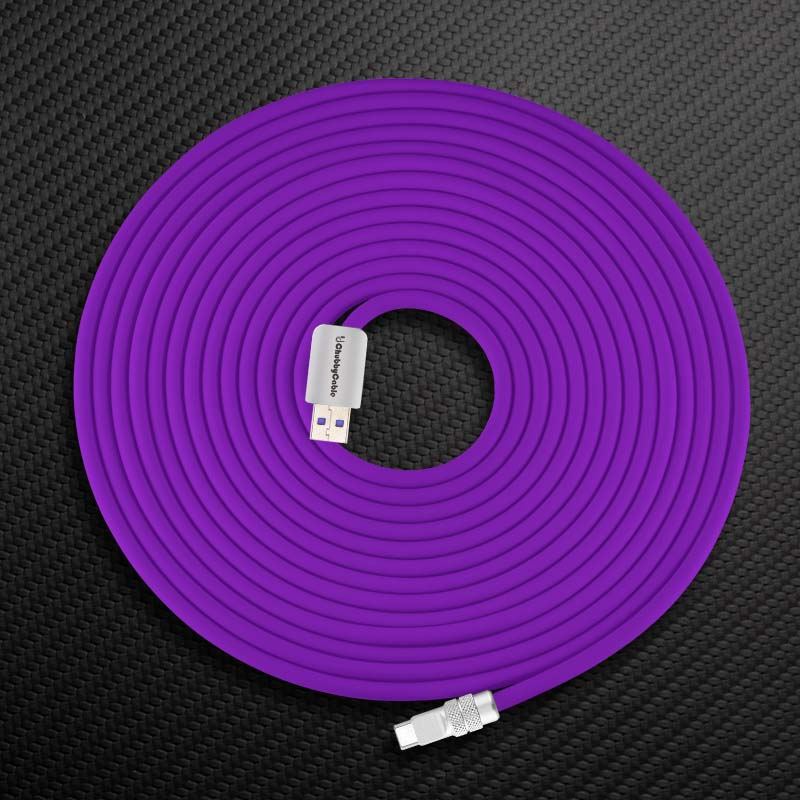 Purple ChubbyCable coiled top view