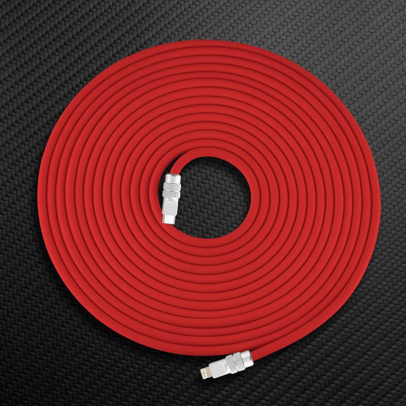 Red USB-C to USB-C fast charging cable coiled