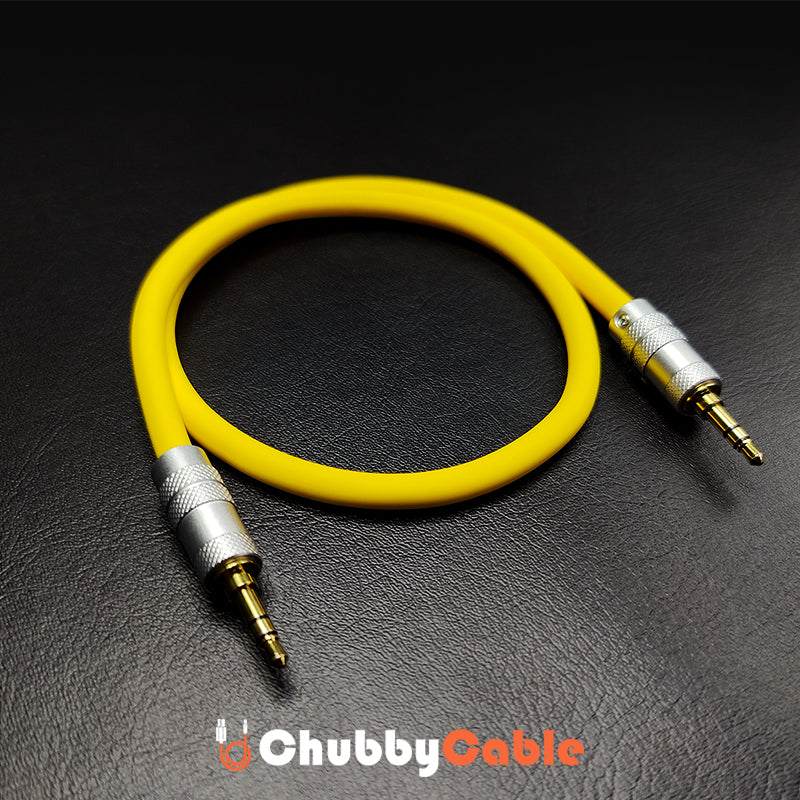 Yellow heavy duty 3.5mm headphone jack aux cable with metal connectors