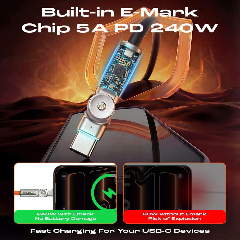 Chubby RotateX 240W Rotating Cable – 2-Pack / 3-Pack Dual 180° + LED