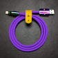 Purple Chubby Cable USB to Lightning with rainbow connectors and yellow strap