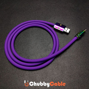 Coiled purple Chubby Cable USB-A to USB-C with iridescent connectors