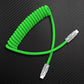 Bright green silicone coiled Type-C data and charging cable