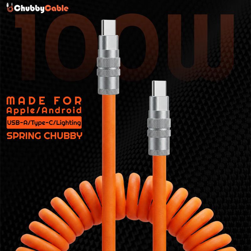 ChubbyCable 100W spring coiled fast charging cable banner