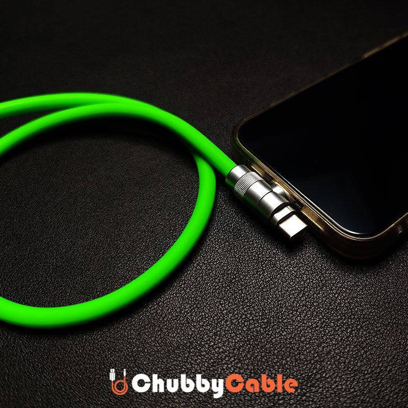 Black Chubby Cable thick silicone 2-in-1 USB-C and Lightning charging cable