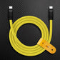 Yellow braided USB-C Chubby Cable with black connectors and yellow strap