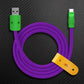 Purple braided USB-A to USB-C Chubby Cable with light green connectors and strap