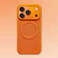 Bright orange textured phone case back view.
