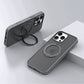 Dark gray iPhone case with integrated magnetic ring stand