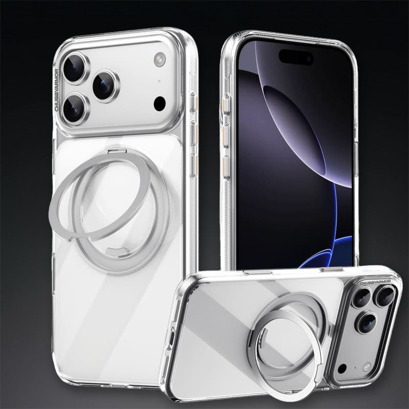 Transparent ChubbyArmor phone case with built-in ring stand