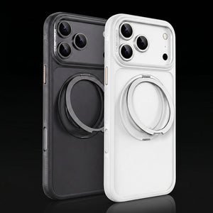 Black and white ChubbyArmor iPhone cases with integrated ring stands