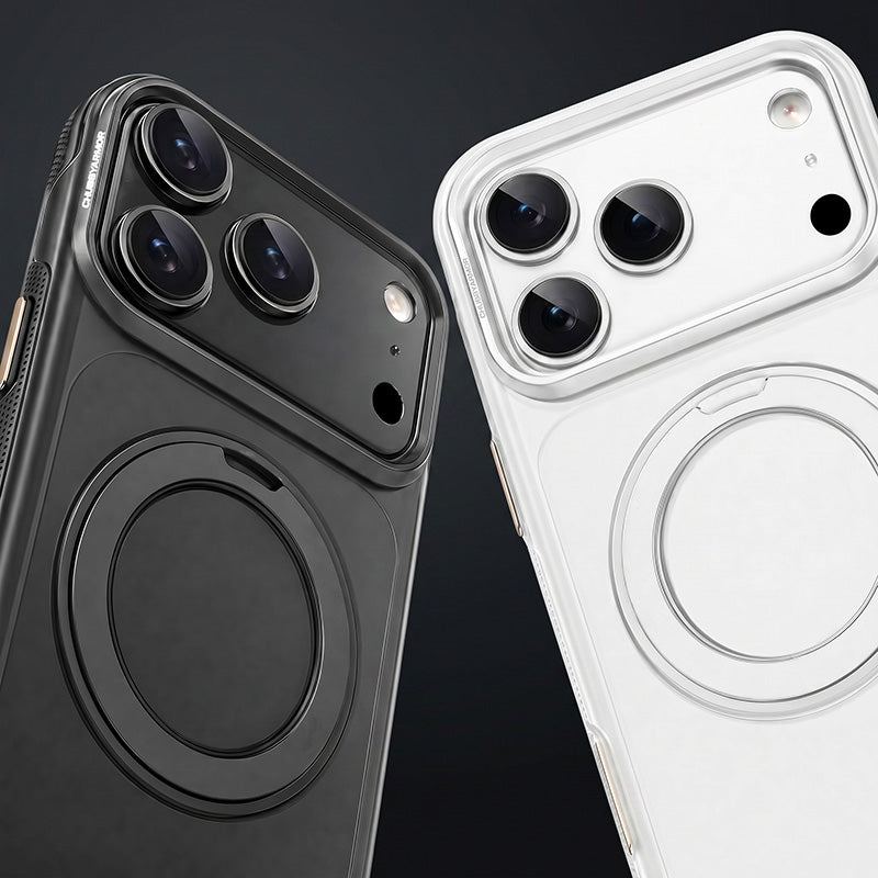 Side-by-side view of black and white ChubbyArmor smartphone cases