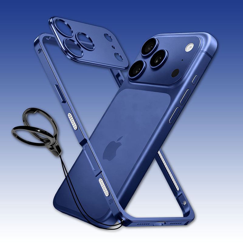 Blue metal frame protective phone case