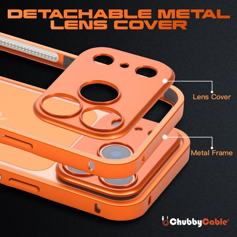 Detachable metal lens cover for phone frame case