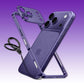 Purple metal frame phone case with detachable lens cover