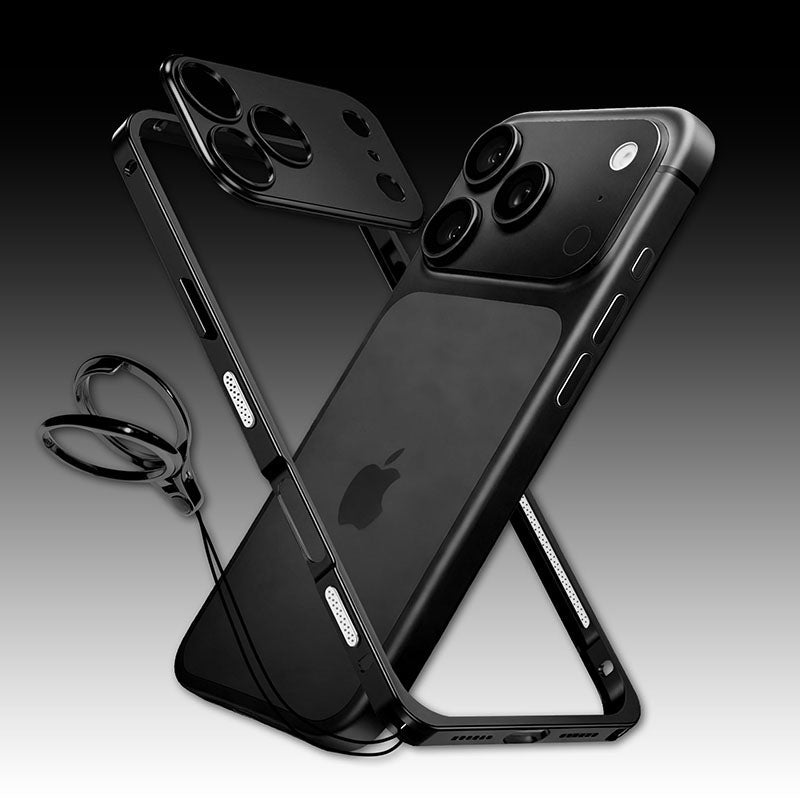 Black minimalist metal frame phone case