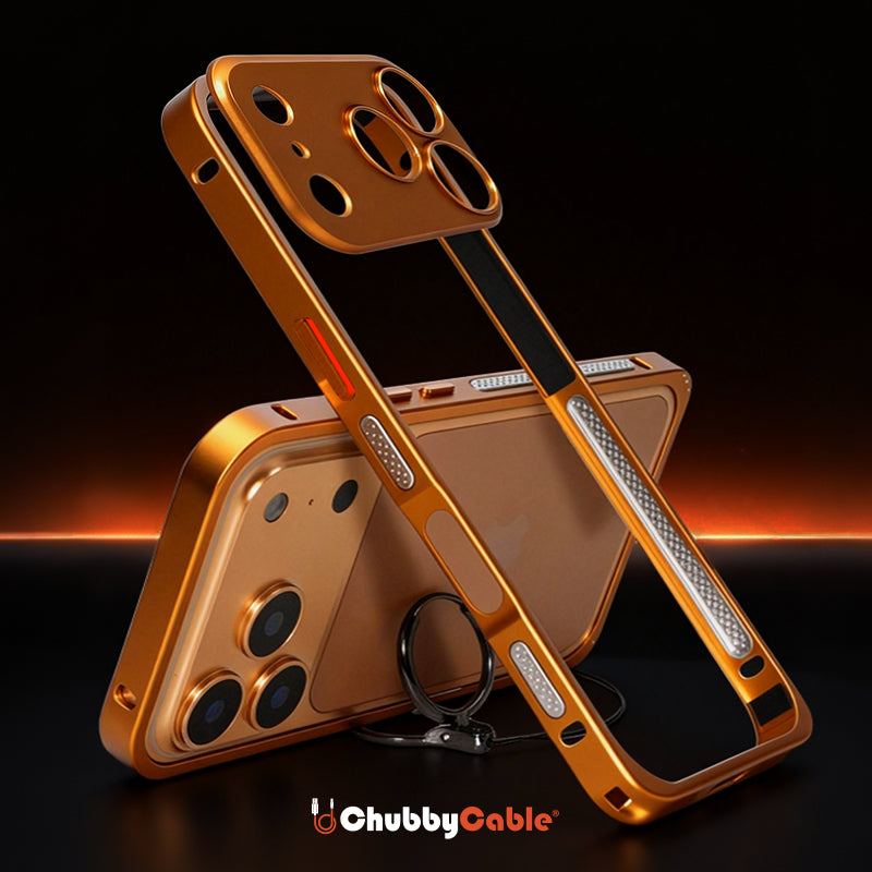 Orange metal frame protective phone case by ChubbyCable