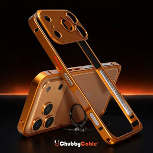 Orange metal frame protective phone case by ChubbyCable