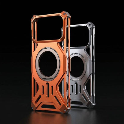 Orange and silver metal frame phone cases