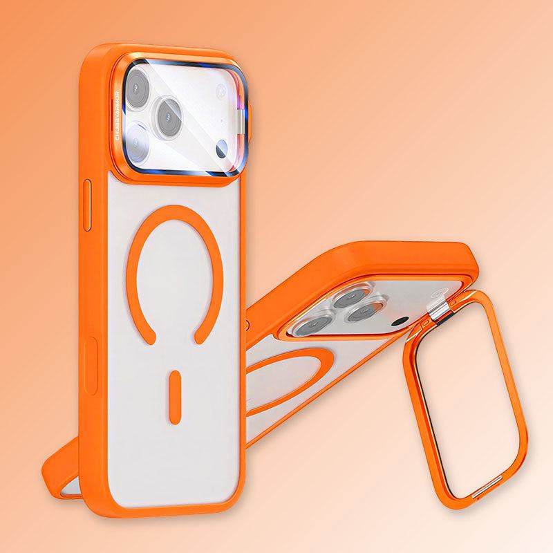 Orange ChubbyArmor case showing kickstand and camera cover