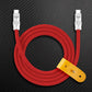 Red braided USB-C to USB-C fast charging cable with yellow strap